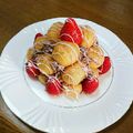 KinKiKids♡'s cooksnap of when they made 誕生日ケーキ 市販 プチシュークリーム.