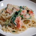 すももとはな's cooksnap of when they made 鮭の豆乳クリームパスタ.