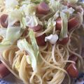 くまくまふぁーふぁ's cooksnap of when they made キャベツとソーセージのスープパスタ.