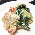 ちゃみるんるん♫'s cooksnap of when they made 柿と小松菜とコンニャクの白和え.