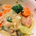 パパ1's cooksnap of when they made ワンタンの皮でクリーム煮.