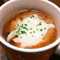 arita86's cooksnap of when they made レンジで時間短縮　オニオングラタンスープ.