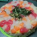 料理デビューのまぁや's cooksnap of when they made 誕生日やお祝い事に！ちらし寿司ケーキ.