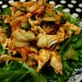 Akosua's cooksnap of when they made ☆ゴロっと蒸し鶏の胡麻キムチオクラ和え☆.