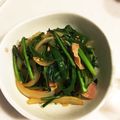 マキマキ０５０１'s cooksnap of when they made 簡単！ベーコンと壬生菜のにんにく醤油炒め.