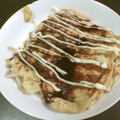 ＃もこ's cooksnap of when they made レトルトで簡単☆和風きのこと青のりのお好み焼き.