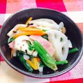 Chikatan☆'s cooksnap of when they made レンコンとほうれん草のベーコン炒め.
