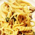 kyichikawa's cooksnap of when they made きのこと鮭フレークのクリームパスタ.