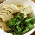 低カロ探検隊's cooksnap of when they made 高野豆腐と車麩と菜の花の含め煮.