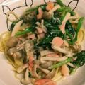 ＊＊aco＊＊'s cooksnap of when they made 鮭、しめじ、ほうれん草のクリーム パスタ.