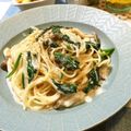 m_k_'s cooksnap of when they made ほうれん草としめじのクリームスパゲティ.