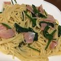 borsch's cooksnap of when they made ほうれん草とベーコンの和風パスタ.