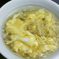 myとんすけ's cooksnap of when they made 昼夕おもてなし♪エノキタケ入りかきたま汁.