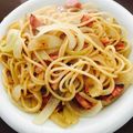 あずひー's cooksnap of when they made 新玉ねぎとベーコンのパスタ・マヨポン味.