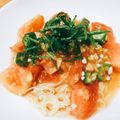ちゃき♪♡'s cooksnap of when they made トマトとオクラの和風冷製パスタ.
