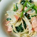 ☆めめめ★'s cooksnap of when they made サーモンとほうれん草のクリームパスタ.