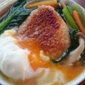 揚げ鶏's cooksnap of when they made 小松菜と温泉卵のスープがけ飯.