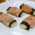 kerorium's cooksnap of when they made チーズと海苔のベーコン巻き餅♪.