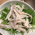 liarra's cooksnap of when they made ☆レンジで蒸し鶏と水菜の柚子胡椒和え☆.