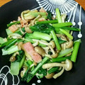クックHKE098☆'s cooksnap of when they made 小松菜としめじとベーコンのガーリック炒め.