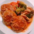 ねこのともだち's cooksnap of when they made 野菜ジュースで！煮込みハンバーグ☆.