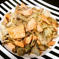 ☻⁾⁾'s cooksnap of when they made 秋色～鮭ときのこの柚子胡椒パスタ～.