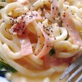 クック97F5JM☆'s cooksnap of when they made カルボナーラ❁*+おうどんで♡.