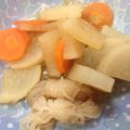 ゆっきん♪'s cooksnap of when they made 大根と豚肉と結びこんにゃくの煮物.