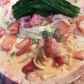 きゅいぬ's cooksnap of when they made シャケのクリームうどん.