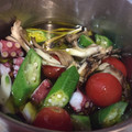 ねぎょりた's cooksnap of when they made タコと魚介のアヒージョ　秋なすの会.