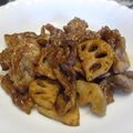 ジョングレ's cooksnap of when they made 夕食に♪蓮根と豚バラのソース炒め.