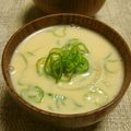 時花菜's cooksnap of when they made 南瓜とじゃが芋の豆乳味噌汁.