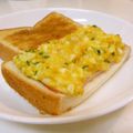 Fire-King's cooksnap of when they made 朝食♪ハムチーズエッグトースト☆.