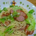 玻璃☆'s cooksnap of when they made キャベツとウインナーのパスタ.