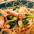 くりさき's cooksnap of when they made 小松菜たっぷり♪ベーコンのペペロンチーノ.