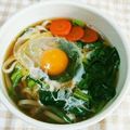 ＊れいぴん＊'s cooksnap of when they made ほうれん草の巣ごもり月見うどん.