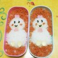 クックT9BFH1☆'s cooksnap of when they made キャラ弁☆にわとりおにぎりのお正月弁当♪.