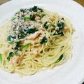 nase☆'s cooksnap of when they made ほうれん草と鮭フレークのクリームパスタ.