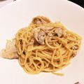 6977331's cooksnap of when they made ゴマドレ⁈ ネギが効いてる豚しゃぶパスタ.