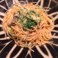 銀色の冷蔵庫's cooksnap of when they made 牡蠣と水菜のペペロンチーノ？和風パスタ？.