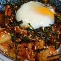B berry's cooksnap of when they made 温玉のせ☆豚キムチ丼.
