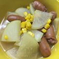 harutama's cooksnap of when they made 大根とコーンのお鍋？スープ？(´▽`*).