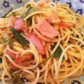 ずーしみ's cooksnap of when they made 九条葱とベーコンの醤油バターパスタ♡.