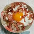 やゆみ's cooksnap of when they made 完熟♡ベーコンエッグねこまんま！.