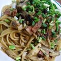 たけ☆'s cooksnap of when they made 海苔バター♪きのことベーコンの磯パスタ♪.