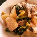 無印素材's cooksnap of when they made 豚バラ大根、大根の葉っぱと生姜入り♪.