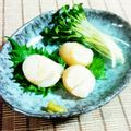 SP♪'s cooksnap of when they made ホタテの刺身♡ちょっと炙ってわさび醤油で.