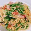 ｙｕｋ＠'s cooksnap of when they made 【簡単】水菜とベーコンの和風パスタ.