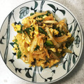 RoomA's cooksnap of when they made 大根の葉と、キムチの卵とじ.