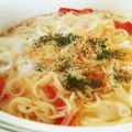 多摩李里夢's cooksnap of when they made ガーリック卵とじイタリアンそうめん.